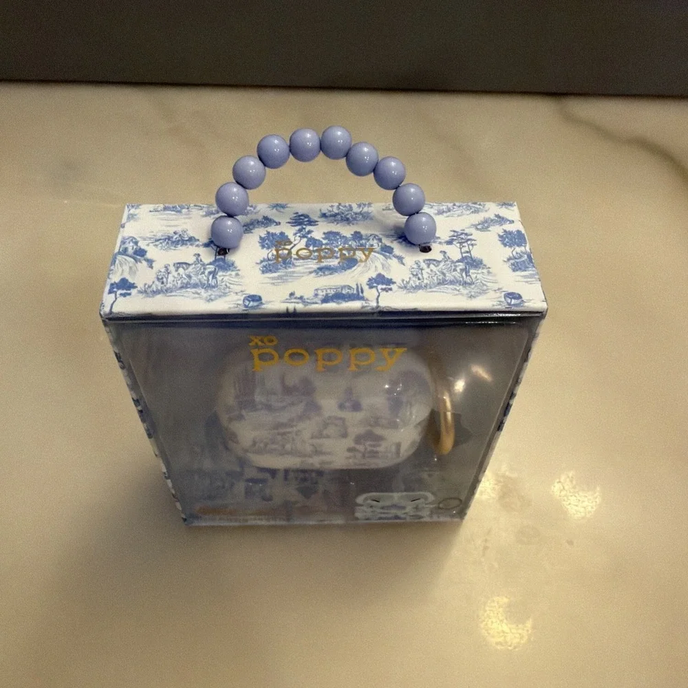 New In Box XO Poppy AirPods Pro Case White Blue Toile Print Pattern Fitted Skin